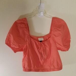 Universal Thread Coral Puff Sleeve Crop Top Size M